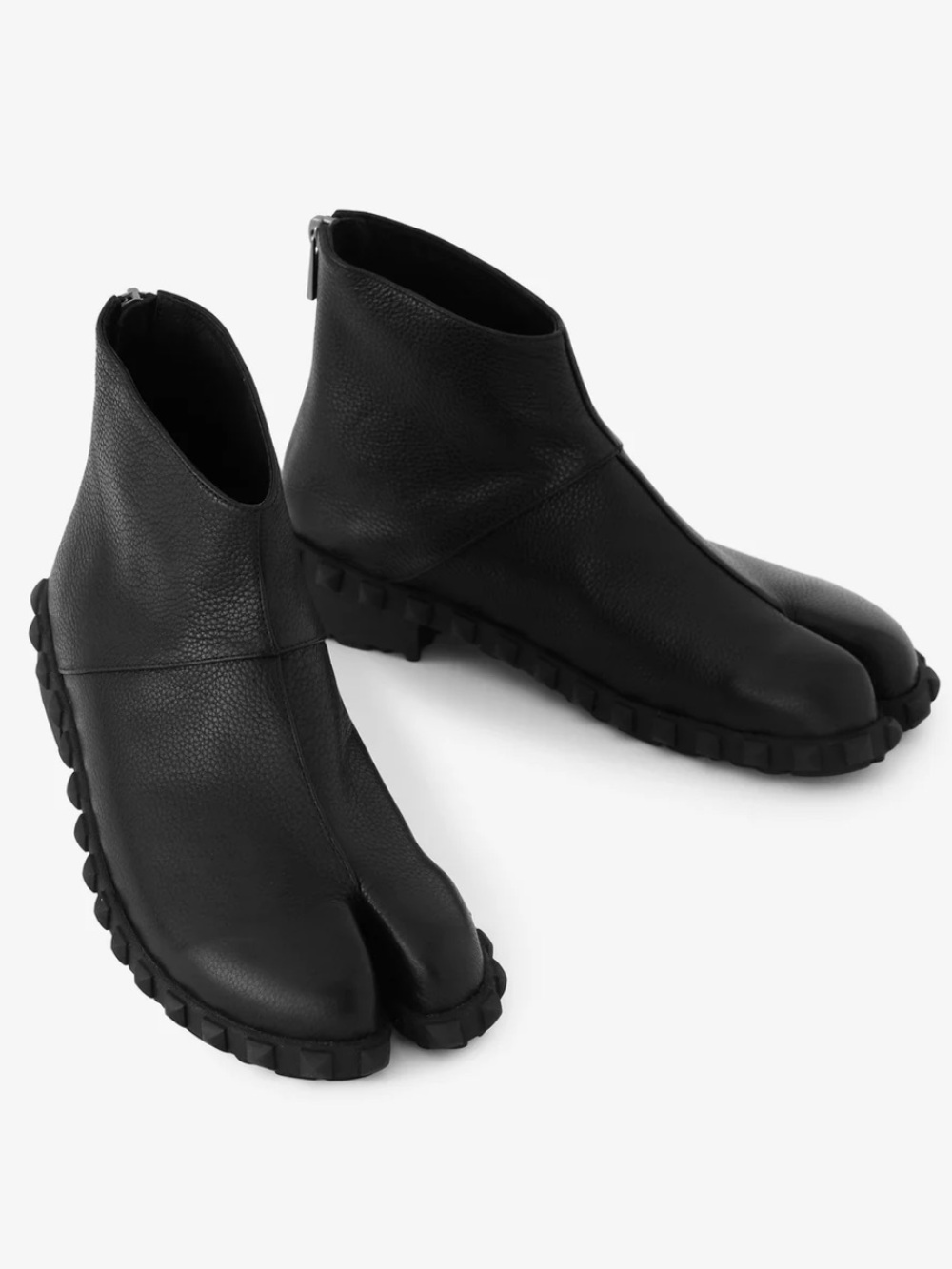 New SOU SOU Tabi Split Toe Rear-zip Half-length Leather Shoes Boots / Black, 25